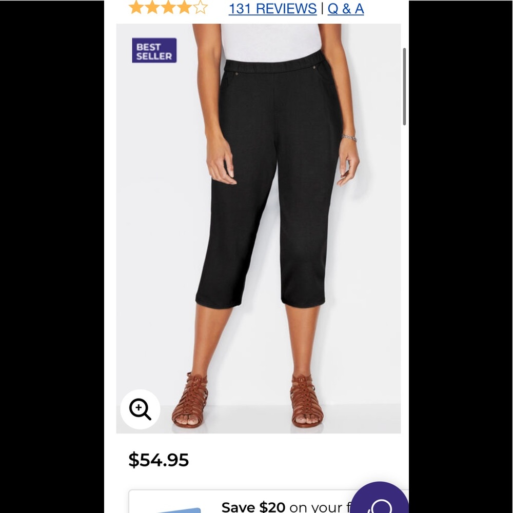 4wp Catherines knit jeans Capri in black.